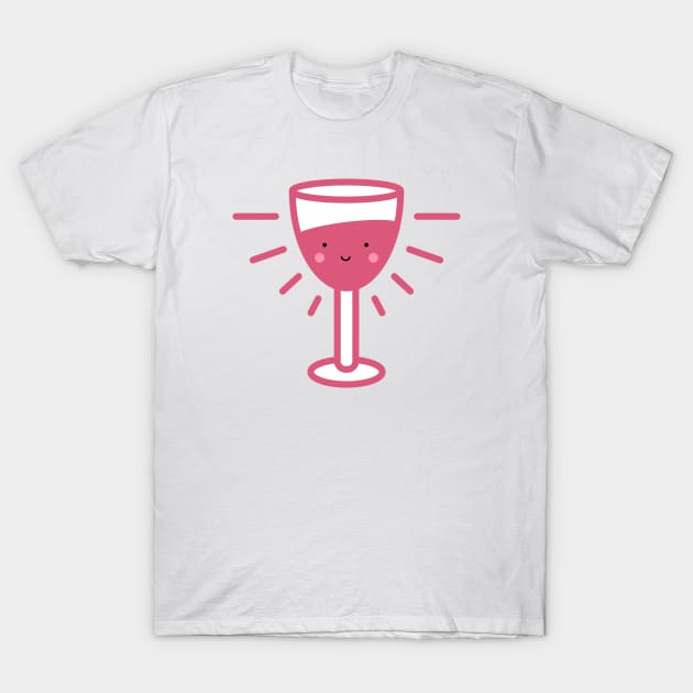 Kawaii Rose Wine Glass T-Shirt by designminds1